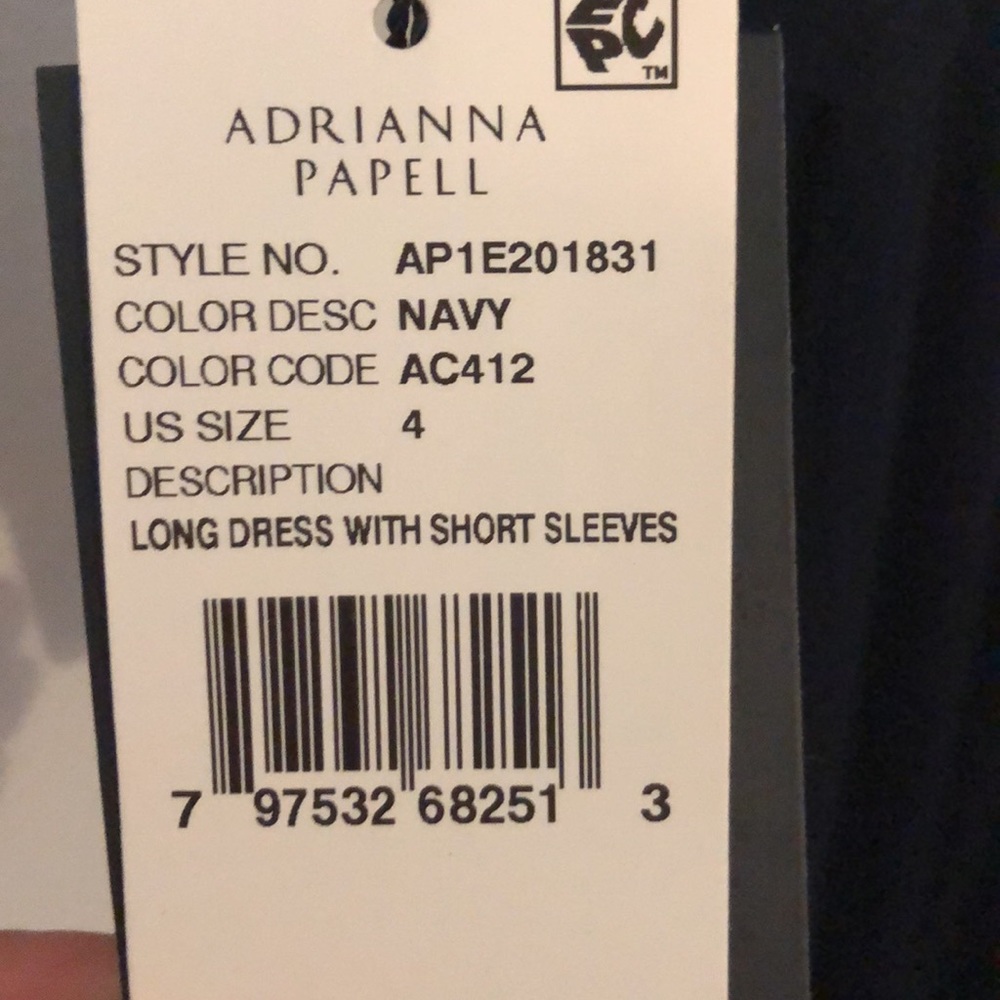 Adrianna Papell NWT navy long dress w/sleeves - Picture 8 of 8